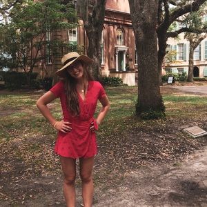 Anthropology pink romper/dress wrap